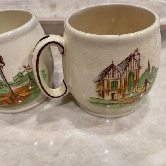 VINTAGE ROY KIRKHAM POTTERY ENGLAND POTTERY NEW INN GLOUCESTER MUGS - Picture 4 of 12